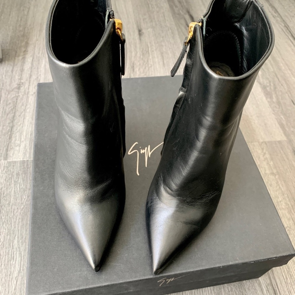 Giuseppe Zanotti Black Leather Ankle Boots Women Size 7